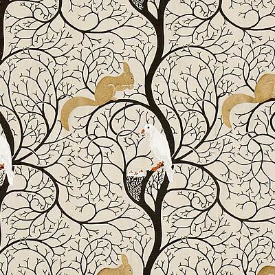 Squirrel and Dove Linen / Ivory